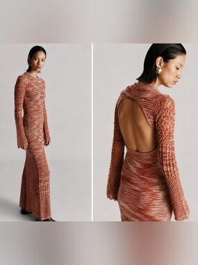 New! ESCVDO Murga Open-Back Knit Maxi Dress in Lacre Beige Baby Alpaca 🦙 Large
